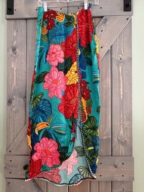 FARM Rio for Anthropologie tropical floral wrap style skirt size small